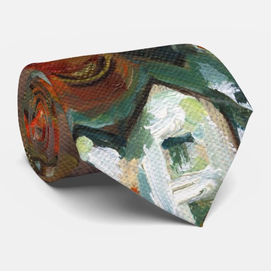 Een Witte Huis en Najaarsbomen Stropdas (Opgerold)