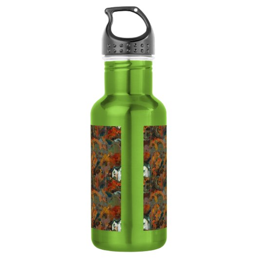 Een Witte Huis en Najaarsbomen Waterfles (Achterkant)