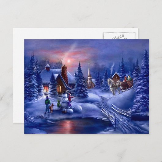 Een witte kerst feestdagenkaart (Voorkant / Achterkant)