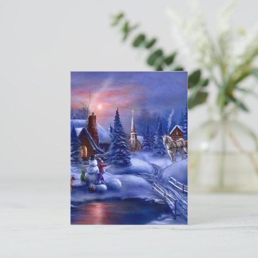 Een witte kerst feestdagenkaart (Staand voorkant)