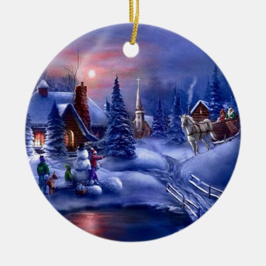 Een witte kerst keramisch ornament (Voorkant)