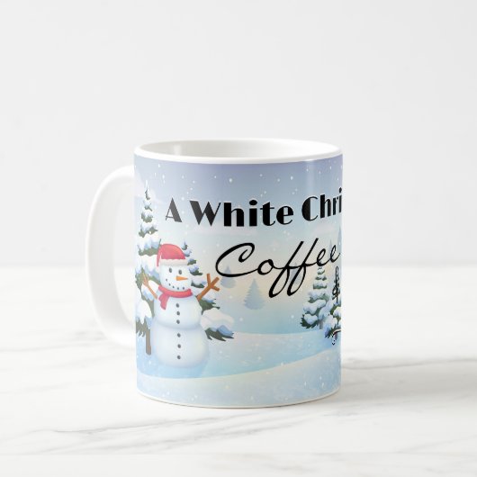 Een witte kerst koffie en kussen vakantie koffiemok (Voorkant links)