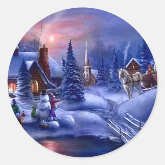 Een witte kerst ronde sticker (Voorkant)