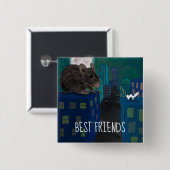 Een witte muis en kattenjacht vierkante button 5,1 cm (Voorkant /achterkant)