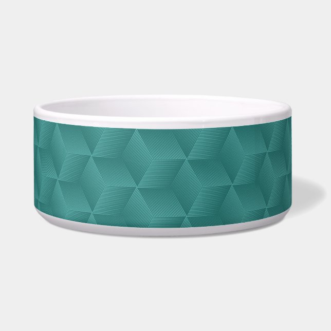 Een witte ronde kom met een turquoise geometrisch  (Voorkant)