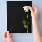 Eén witte roos op een zwarte achtergrond flyer (Hand)