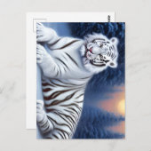 Een witte tijger in de sneeuw briefkaart (Voorkant / Achterkant)