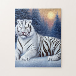 Een witte tijger in de sneeuw legpuzzel