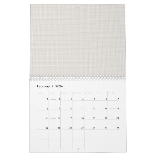 Een witte vorm geoptimaliseerd in ontwerp, met een kalender (Feb 2026)