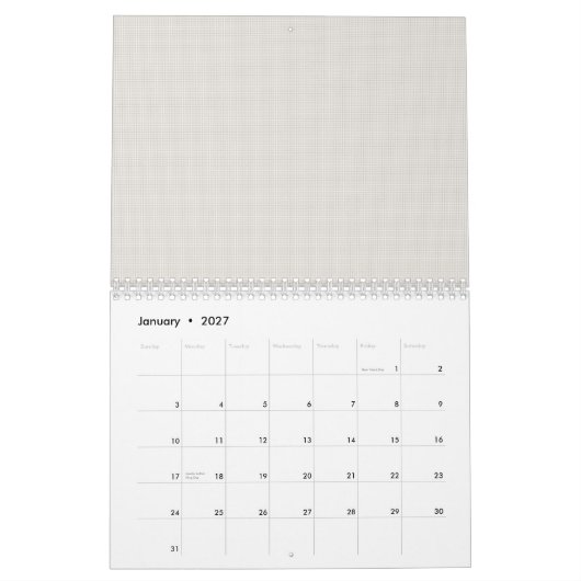 Een witte vorm geoptimaliseerd in ontwerp, met een kalender (Jan 2027)