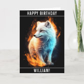 Een witte vurige Arctic Fox Kit Gelukkige Verjaard Kaart (Voorkant)