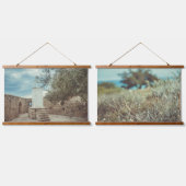 Een witte vuurtoren en een olijfboom hangend wandkleed (Dubbel)