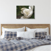 Een witte Zuid-Magnoliebloem Canvas Afdruk (Insitu (Slaapkamer))