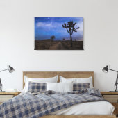 Een woestijnweg en Joshua Trees bij nacht Canvas Afdruk (Insitu (Slaapkamer))
