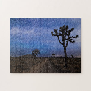 Een woestijnweg en Joshua Trees bij nacht Legpuzzel