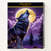 Een wolf huilt bij volle maan op een schetsboek notitieboek (Achterkant)