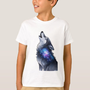 Een wolf huilt naar een sterrenstelsel t-shirt