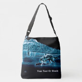 Een Wolf In De Sneeuw Crossbody Tas (Achterkant)