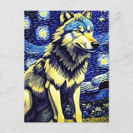 Een wolf in de Sterrennacht Briefkaart