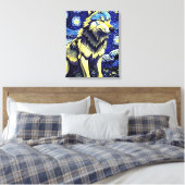 Een wolf in de Sterrennacht Canvas Afdruk (Insitu (Slaapkamer))