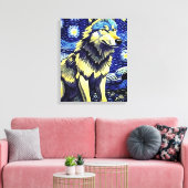 Een wolf in de Sterrennacht Canvas Afdruk (Insitu (Woonkamer))