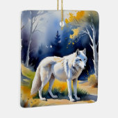 Een wolf in een bos waterverf schilderij keramisch ornament (Rechts)