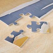 Een wolf in een bos waterverf schilderij legpuzzel (Zijkant)