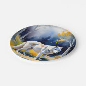 Een wolf in een bos waterverf schilderij papieren bordje (Gekanteld)