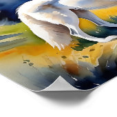 Een wolf in een bos waterverf schilderij poster (Hoek)