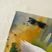 Een wolf in een bos waterverf schilderij strandlaken (In situ)