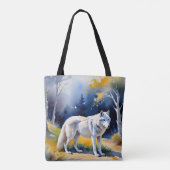 Een wolf in een bos waterverf schilderij tote bag (Achterkant)