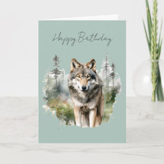 Een wolf in een verjaardagskaart voor een bos #1 kaart