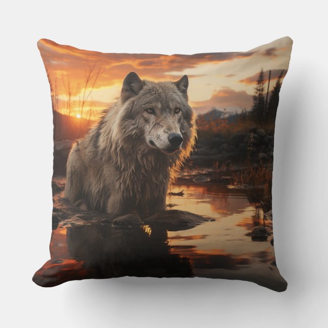 Een wolf in het Sierkussen van de wildernis (Voorkant)