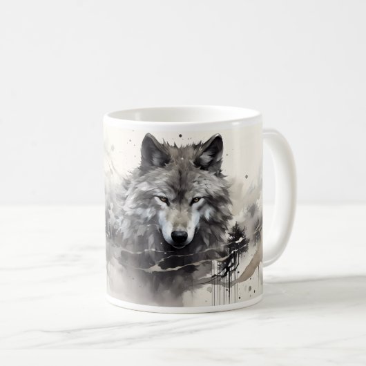 Een Wolf in Kunst Schilderstijl Koffiemok (Voorkant rechts)