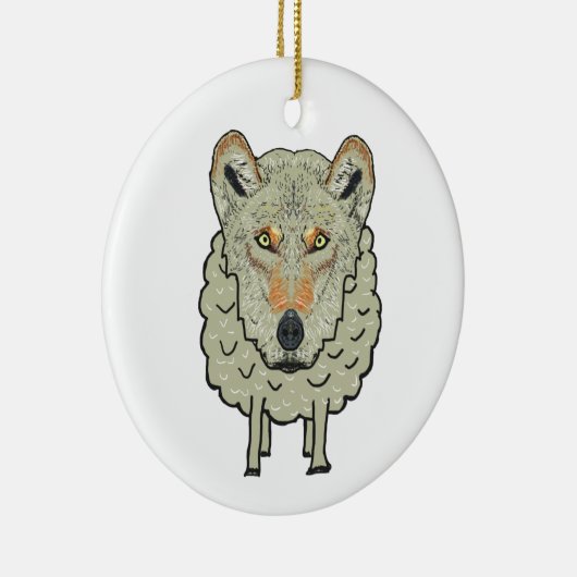 Een wolf in Sheep's Clothing Keramisch Ornament (Rechts)