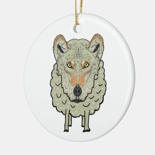 Een wolf in Sheep's Clothing Keramisch Ornament (Links)