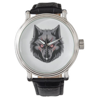 Een wolf met gloeiende rode ogen horloge
