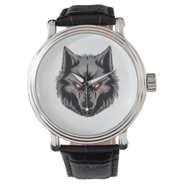 Een wolf met gloeiende rode ogen horloge (Voorkant)