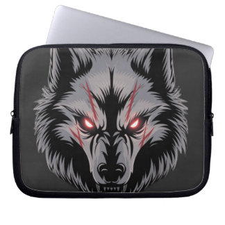 Een wolf met gloeiende rode ogen laptop sleeve