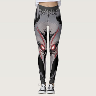 Een wolf met gloeiende rode ogen leggings