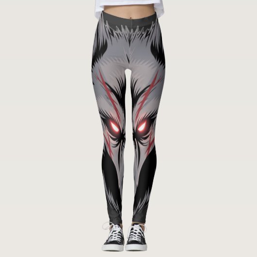 Een wolf met gloeiende rode ogen leggings (Voorkant)