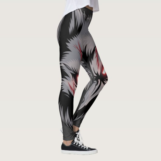 Een wolf met gloeiende rode ogen leggings (Rechts)