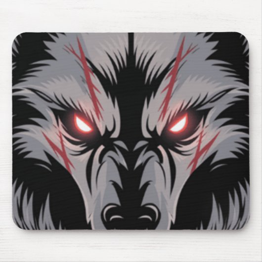 Een wolf met gloeiende rode ogen muismat (Voorkant)