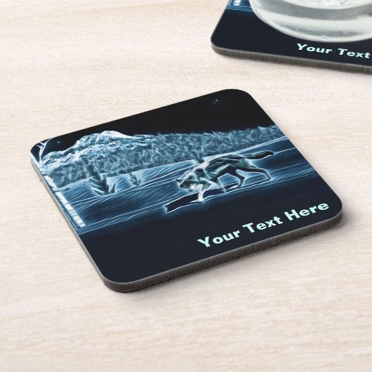 Een wolf op sneeuw bier onderzetter (Linkerzijde)