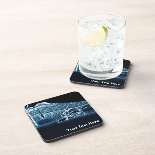 Een wolf op sneeuw bier onderzetter (Rechterzijde)