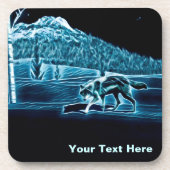 Een wolf op sneeuw bier onderzetter (Voorkant)