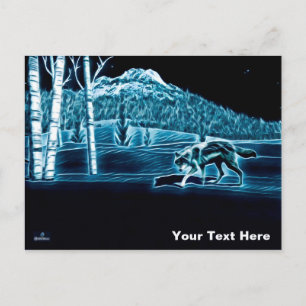 Een wolf op sneeuw briefkaart