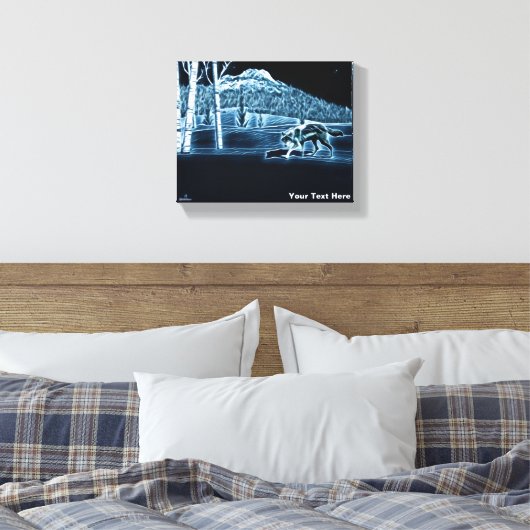 Een wolf op sneeuw canvas afdruk (Insitu (Slaapkamer))