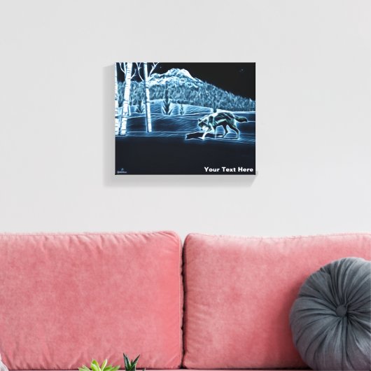 Een wolf op sneeuw canvas afdruk (Insitu (Woonkamer))