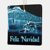 Een wolf op sneeuw - Feliz Navidad Keramisch Ornament (Links)
